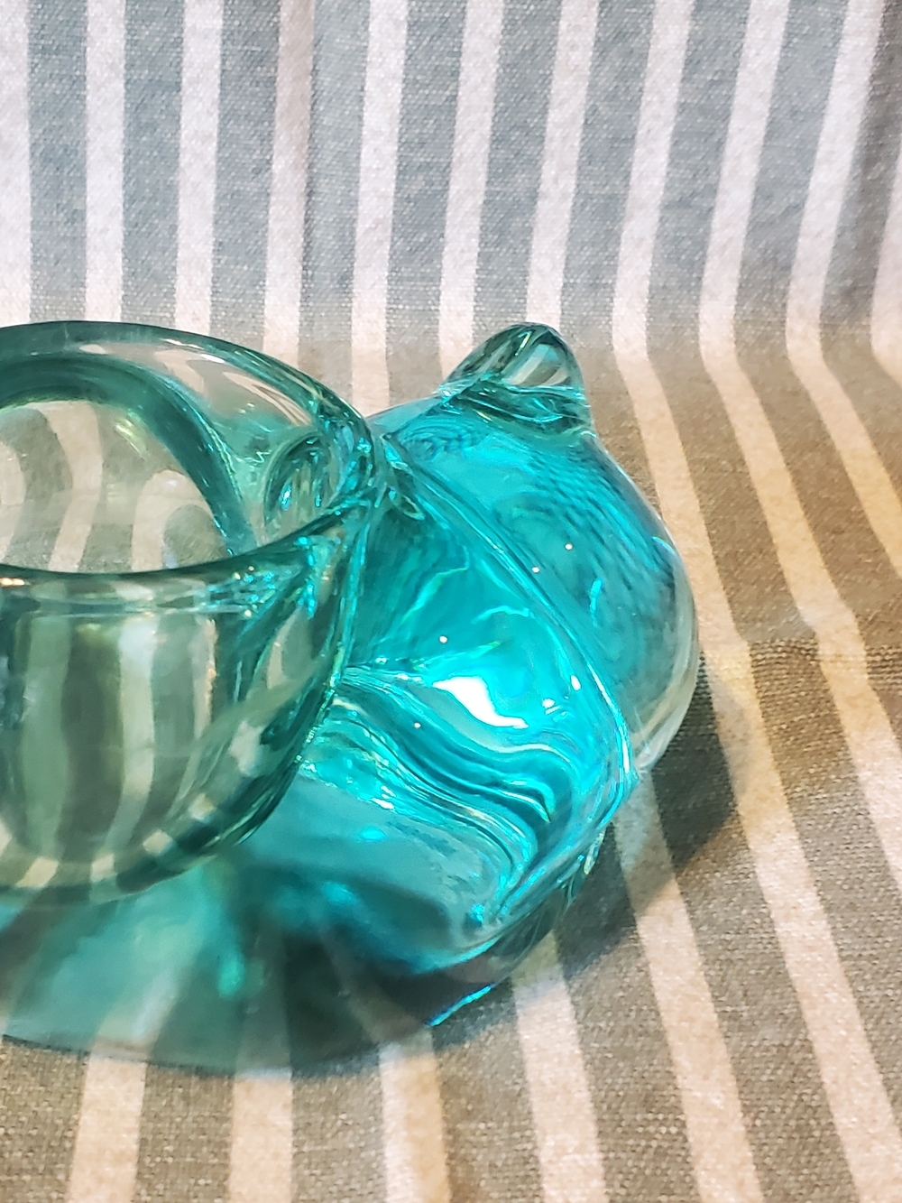 Teal Sleeping Cat Votive Tea Light Candle Holder - Picture 7 of 12